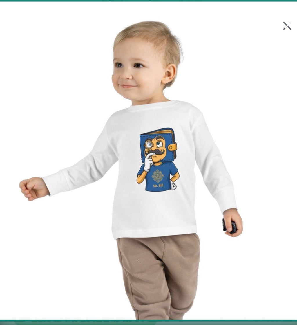 mr bill- thinking bill- illustrated toddler long sleeve tee
