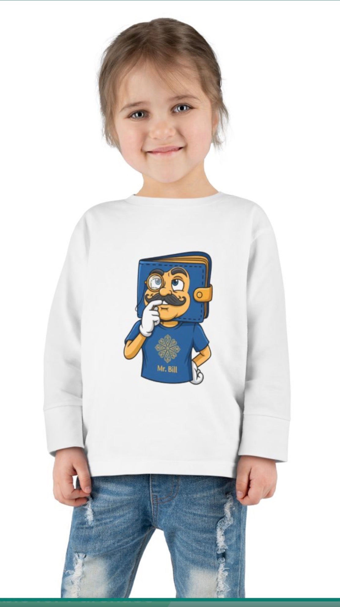 mr bill- thinking bill- illustrated toddler long sleeve tee