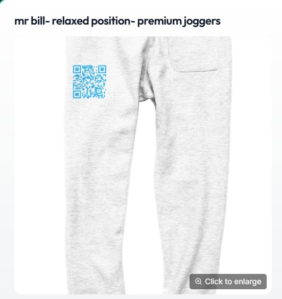 mr bill- relaxed position- premium joggers-QR-coded